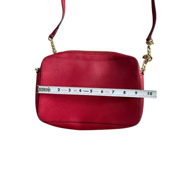 MICHAEL KORS  Red Saffiano Leather Gold Chain Crossbody Bag - Picture 6 of 13